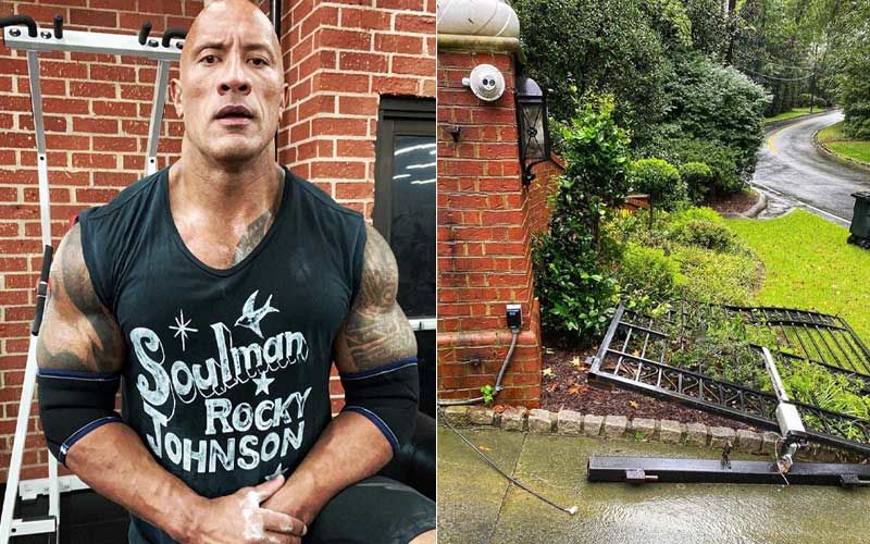 WWE Star Dwayne The Rock Johnson Rips Off His Jammed Front Gate All By Himself; Just Like His Crew We Too Are Is Disbelief – WATCH VIDEO