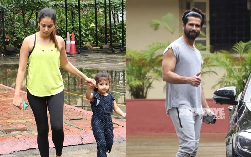 Shahid Kapoor-Mira Rajput Take Li’l Misha To The Gym; Get Snapped As They Exit Together