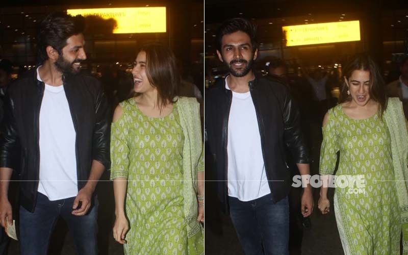 Sara Ali Khan- Kartik Aryan Snapped In Their Candid Best As They Are Back To The Bay