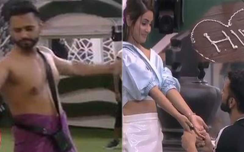 Bigg Boss 14: Rahul Vaidya Dresses Up In Only A Towel To Impress Flower Queen Hina Khan; Leaves The Lady Blushing With His Boyish Charms-WATCH