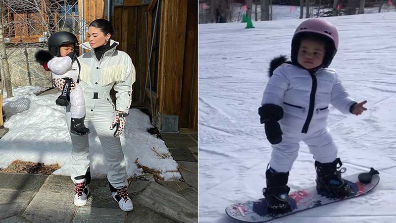 Kylie Jenner And Kim Kardashian 'Can’t Handle It' As Baby Stormi Is A Pro At Snowboard-Skating- VIDEO