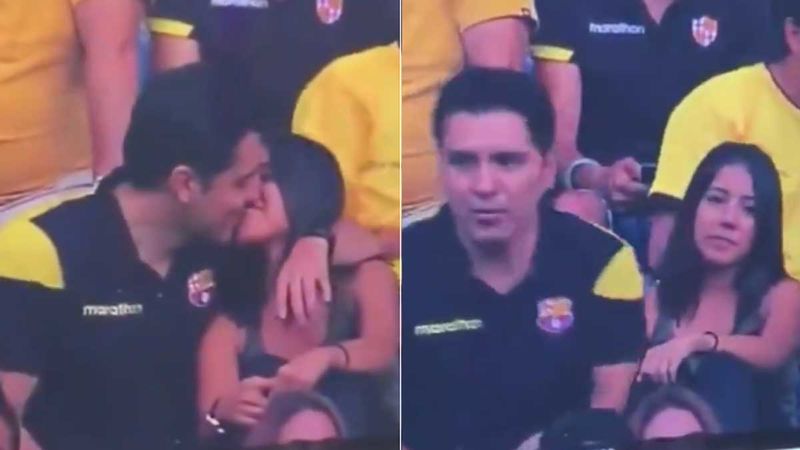 Barcelona Fan Deyvi Andrade Caught Kissing A Girl On Cam During Half-Time; Says He Was Cheating On His Girlfriend