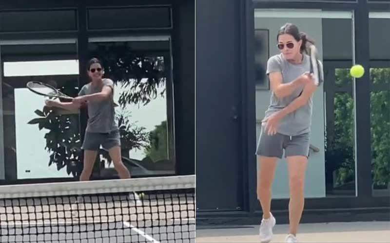 FRIENDS Star Courteney Cox Explains Instagram Vs Reality As She Enjoys Playing Tennis Like A Pro With Her Opponent-WATCH