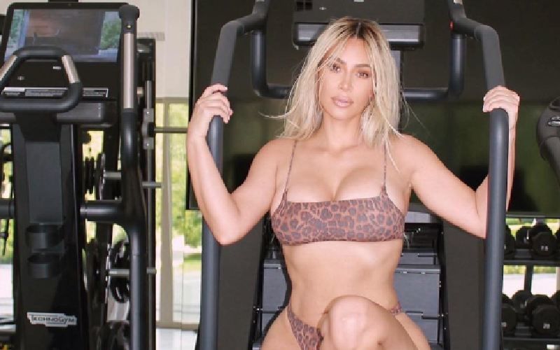 Kim Kardashian Sweats It Out In The Gym In A Two Piece During Quarantine; Pictures Are Enough To Set Your Screens On Fire