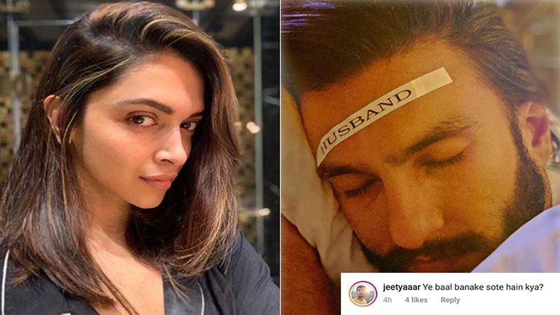 Deepika Padukone Labels HUSBAND On Ranveer Singh's Forehead While He Is Asleep; Fans Says 'Baal Banake Kaun Sota Hai?'