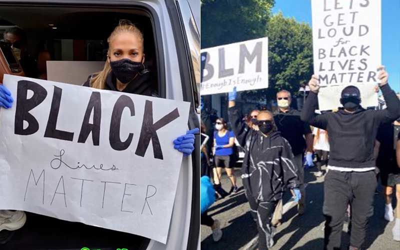George Floyd Death: Jennifer Lopez And Fiancé Alex Rodriguez Take To The Streets To Shout 'Black Lives Matter' -WATCH