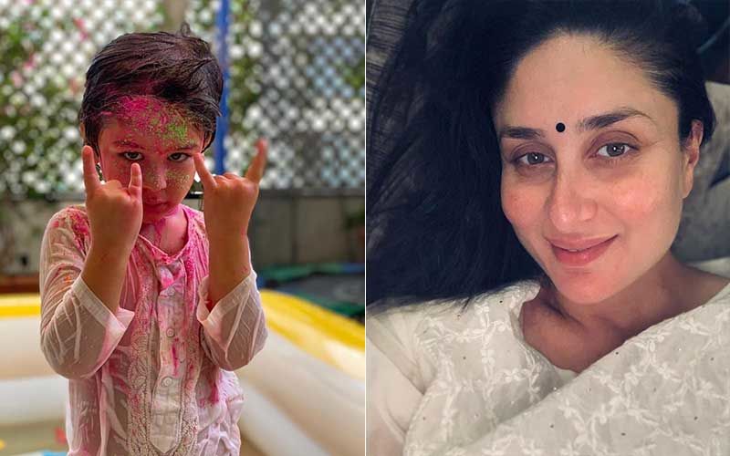 Holi 2021: Smeared With Gulal, Taimur Ali Khan Does A ‘Rock On’ Sign While Posing For The Camera; Kareena Kapoor Khan Says ‘Stay Safe People’