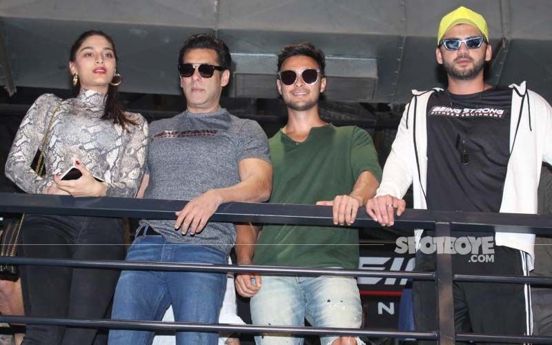 Salman Khan Along With Aayush Sharma And Saiee Manjrekar Arrive For The Launch Of His New Fitness Equipment Range