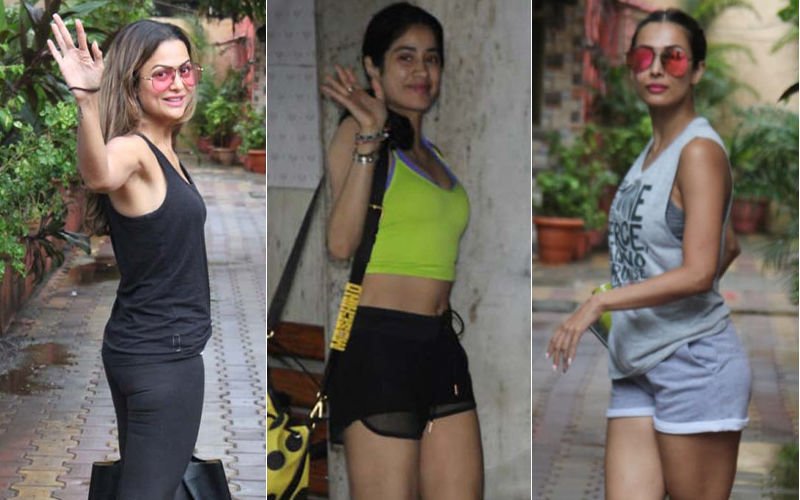 Janhvi Kapoor, Malaika Arora And Amrita Arora Show Up For Their Pilates And Yoga Classes Despite Heavy Downpour