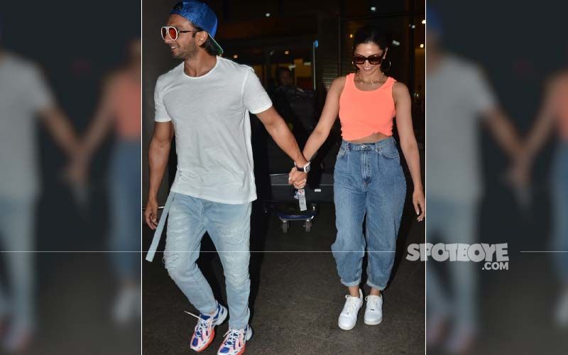 Ranveer Singh Ditches Eccentric Clothing For A Plain White Tee-Blue Denims; Holds Deepika's Hand As They Return From Vacay