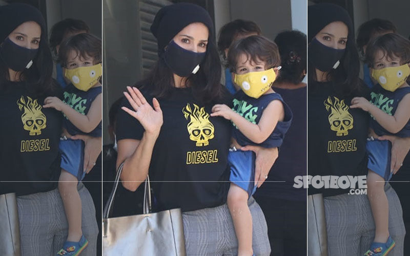 Despite Coronavirus Outbreak Sunny Leone Takes Kids To Their Play School Wearing Masks