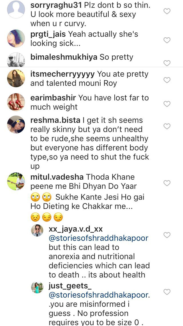 trolls and fans commenting on mouni roy instagram post