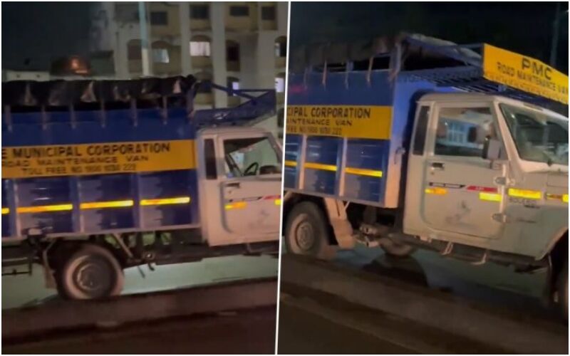 SHOCKING! Driverless Municipal Corporation Truck Travelling Reverse On Pune Road Stuns Everyone! Netizens Say 'Tesla Ko Takkar'