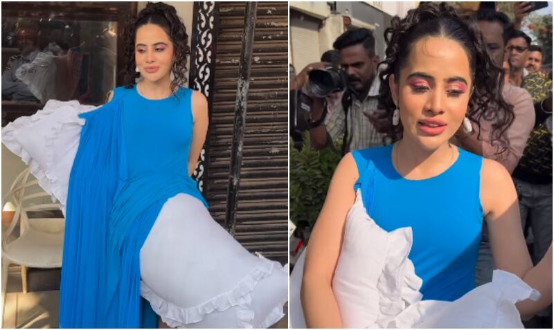 Uorfi Javed Mercilessly Trolled For Her Blue Thigh High-Slit Pillow Dress; Netizens Say, ‘Apna Boriya Bistar Sath Lekar Chalti’- WATCH