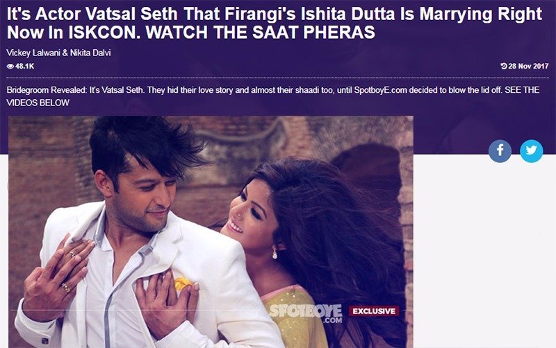 vatsal seth and ishita dutta