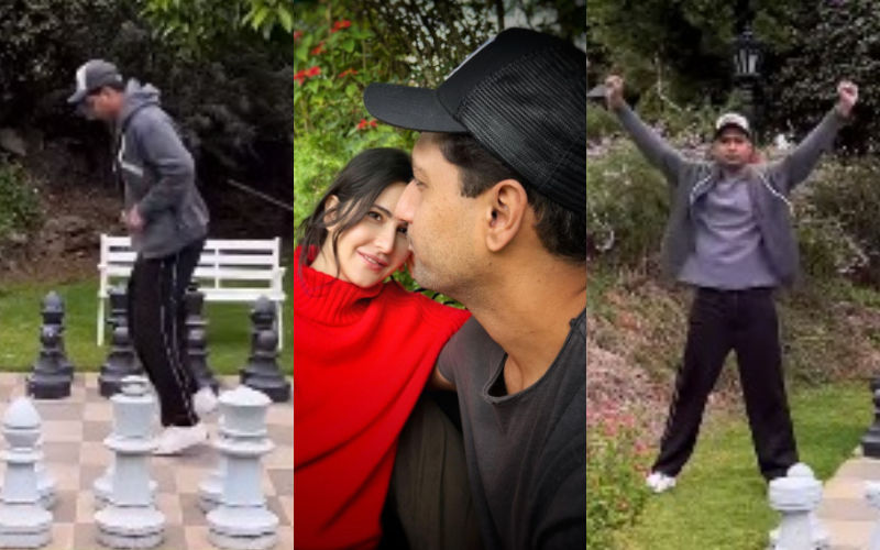 OMG! Vicky Kaushal Bored During His Outing With Wife Katrina Kaif? Spends His First Anniversary Playing Hopscotch On A Chess Board- WATCH