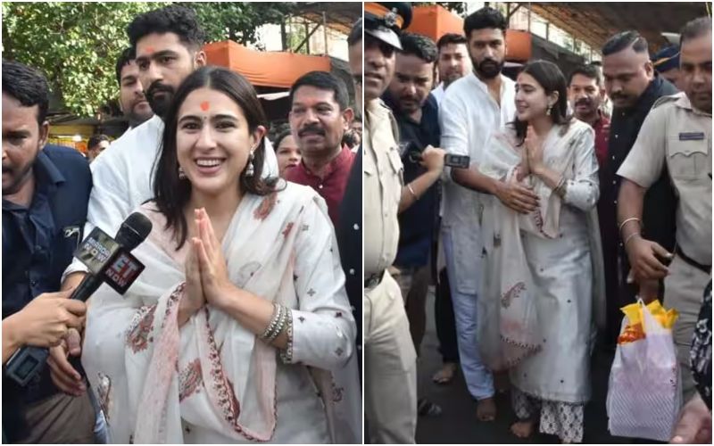 Vicky Kaushal Protects Sara Ali Khan As They Get Mobbed During Their Visit At The Siddhivinayak Temple- See PICS