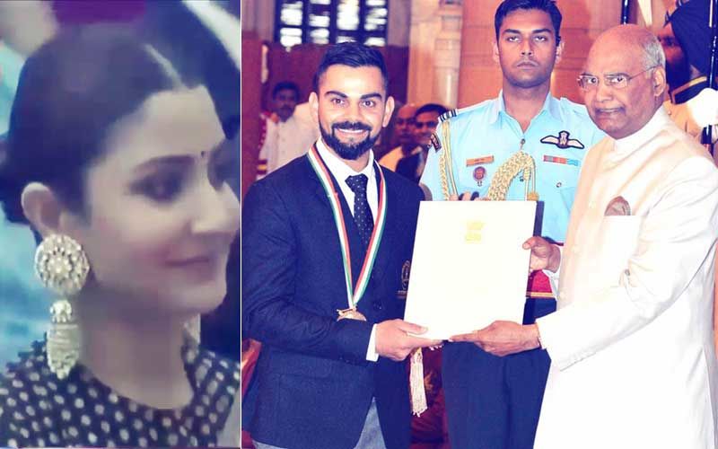 Anushka Sharma Can’t Stop Smiling As Hubby Virat Kohli Receives Rajiv Gandhi Khel Ratna Award