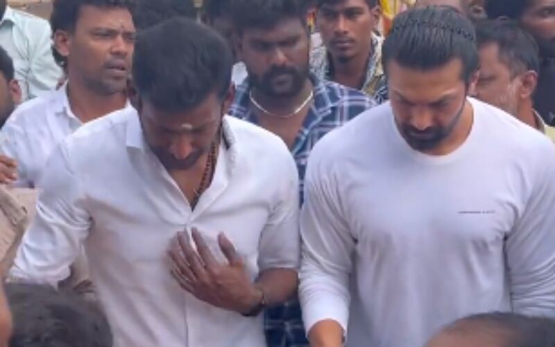 Tamil Actor Vishal Feeds 500 People After A Visit To ‘Captain’ Vijayakanth’s Memorial In Chennai