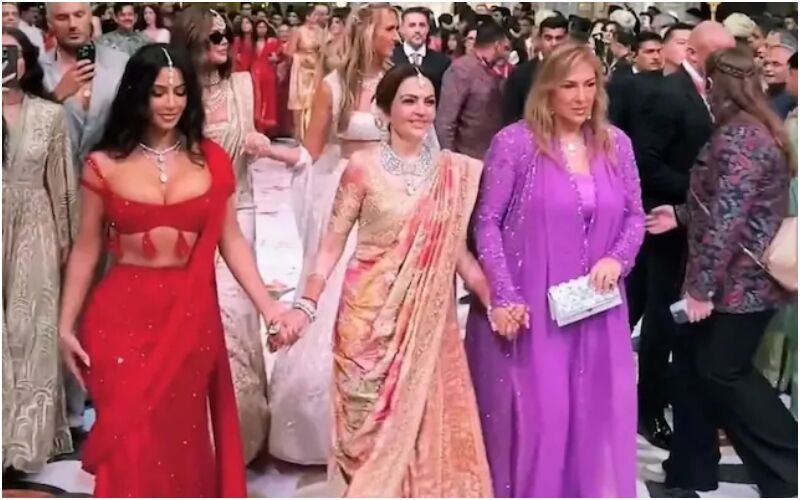 OMG! Kim Kardashian Called Out By Netizens For Wearing A Red Lehenga Saree At Anant Ambani-Radhika Merchant's Wedding: THIS Colour Is Reserved For The Bride