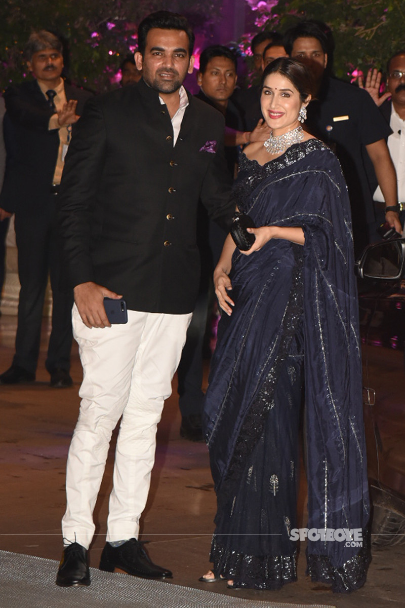 zaheer khan with sagarika ghatge at the ambani engagement bash