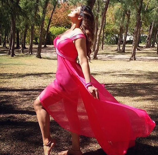 zareen khan in a pink dress